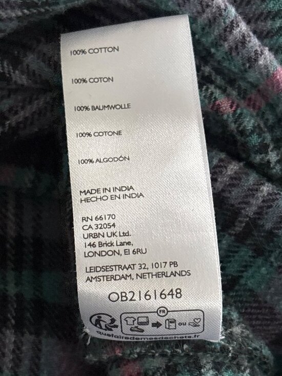 BDG Flannel Shirt Size XS Oversized Plaid Button Front Long Sleeve Green Preppy - Picture 8 of 9